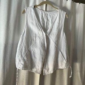 White linen Lagenlook vest L